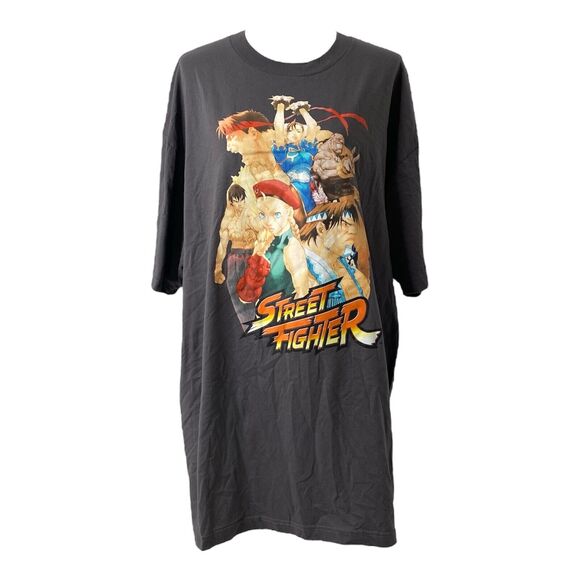 Street Fighter Mens XXLT Shirt Capcom Dark Grey Graphic Short Sleeve Crewneck - Picture 1 of 10